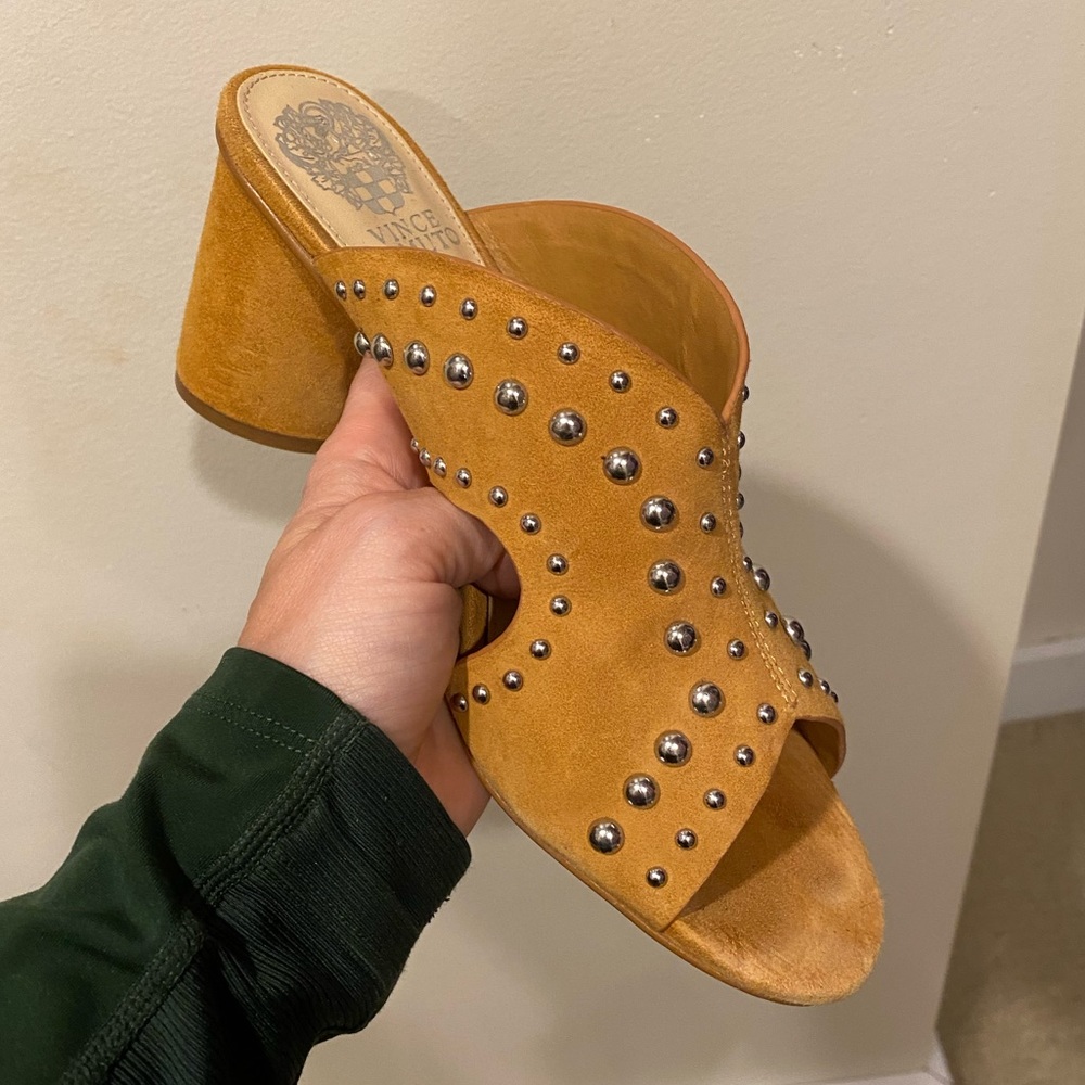 Vince Camuto Suede Studded Slides 7.5